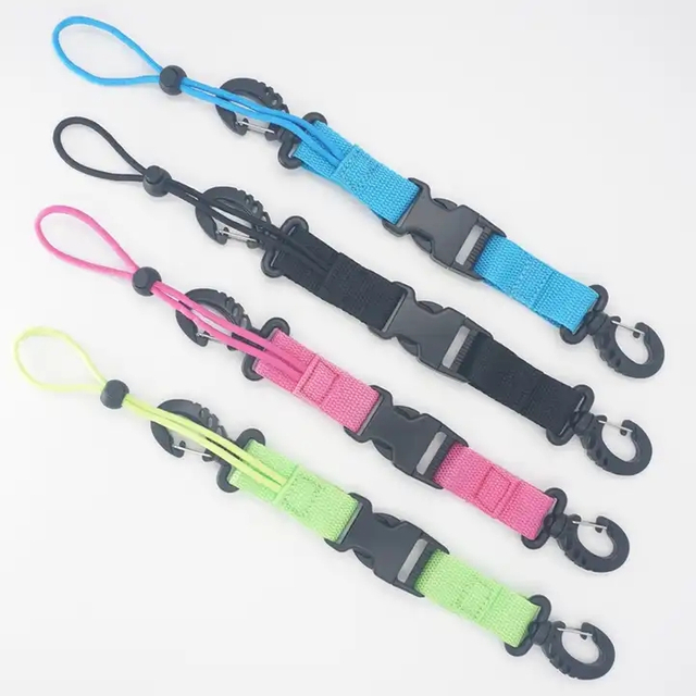 Colorful Anti Lost Adjustable Wrist Lanyard Retractable Diving Flashlight Rope Scuba Diving Lanyard with Quick Release Buckle