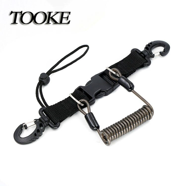 2 PCS/lot Scuba Diving Snappy Coil Springs Camera Lanyard with Ring Dive For Underwater Housing Flashlight Torch