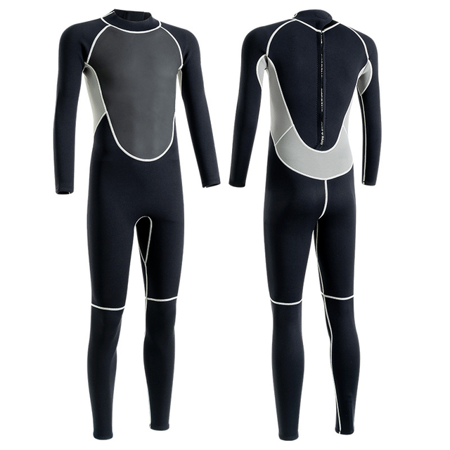 Factory Supply Wholesale Men 3MM Black Grey Long Sleeve Neoprene Surfing Diving Wetsuit for Swimming Snorkeling