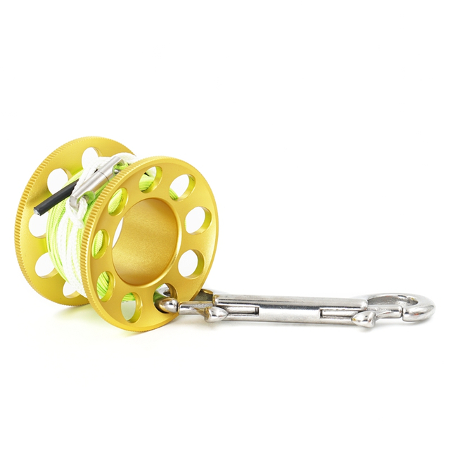 Dropshipping 15m Custom Colorful Diving Finger Reel Spool SMB Aluminium Alloy Scuba Reel with Stainless Steel Bolt Snap