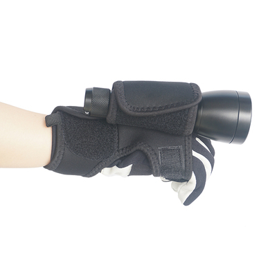Hand Free Glove for Torch Or Universal Flashlight Underwater Black Canvas Diving Gloves