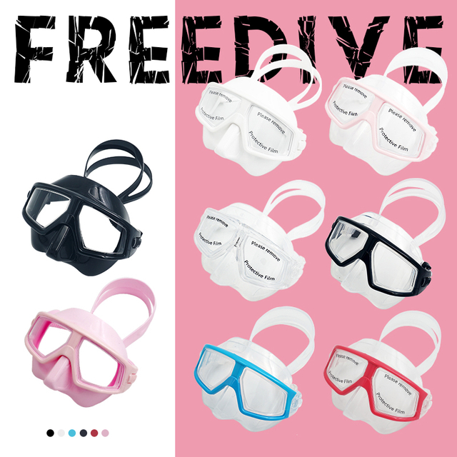 Professional Free Diving Mask Resin Lens Anti-Fog 120 Degree View Low Volume Scuba Diving Mask Goggles Snorkeling Dive Glasses