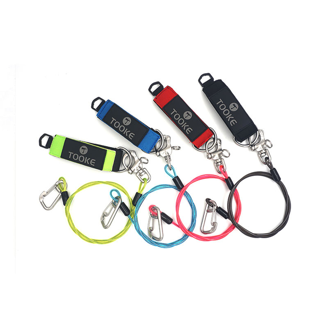 Scuba Stainless Steel Harness Training Guide Rope Clips Freediving Safety Lanyard for Underwater Tool Swimming Surfing