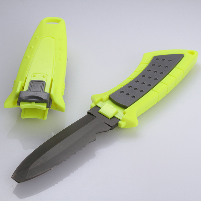 Professional Yellow Color Multifunctional Outdoor Dive Camping Hunting Fishing Diving Knife Scuba Titanium