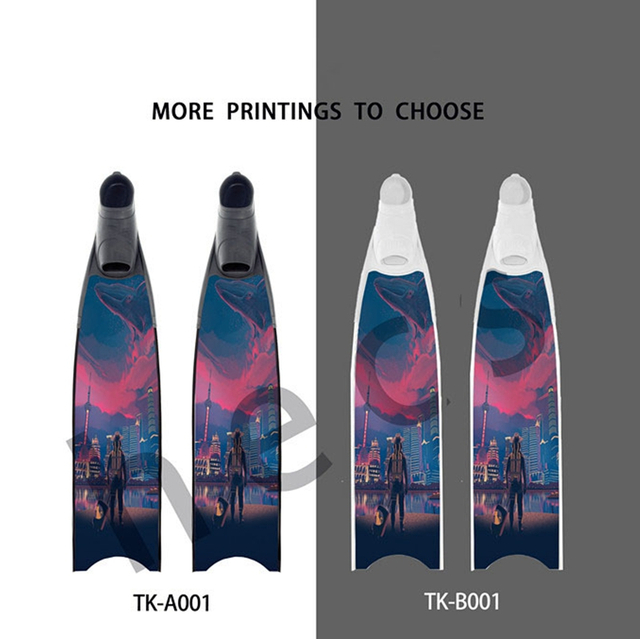 Dropshipping Professional Custom Pattern Scuba Freediving Glass Fiber Long Blade Fins for Underwater Spearfishing Surfing