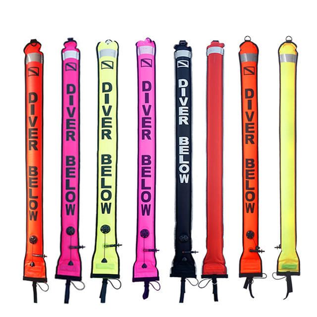 Factory Supply 150*15cm Safety Signal SMB Dive Inflatable Scuba Diving Surface Marker Buoy for Snorkeling Surfing