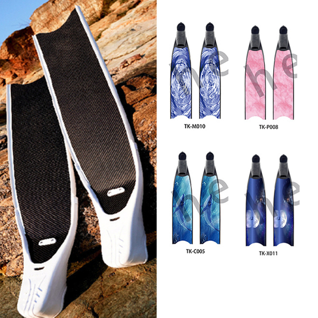 Professional Comfort Scuba Freedive Black Long Blade Carbon Fiber Fins for Adults Water Sports Swimming Spearfishing Snorkeling