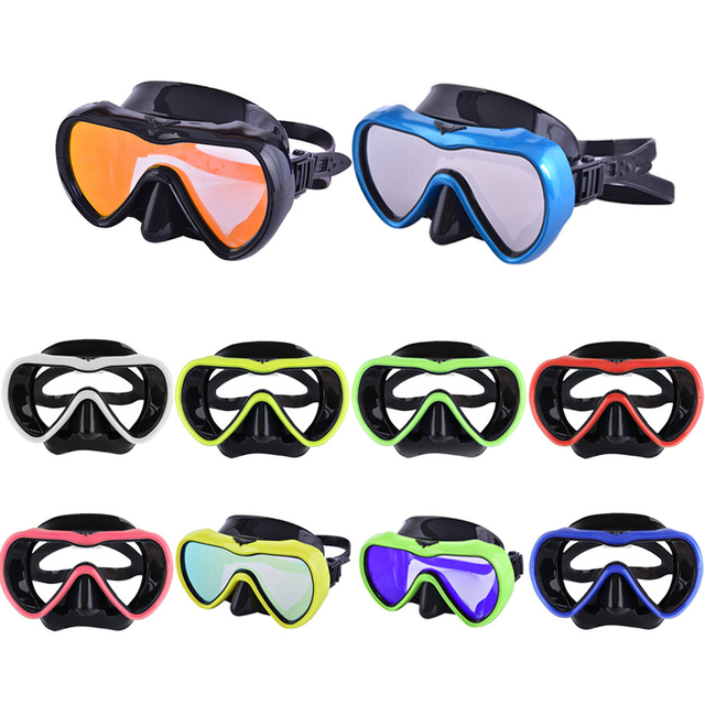 Customized Cheap Safety Breathing Green Underwater Deep Diving Snorkel Glass Mold Full Face Scuba Diving Mask