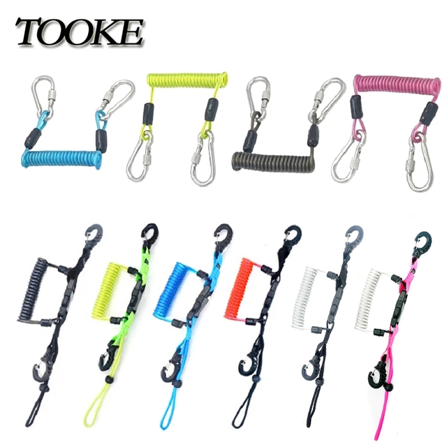 High Quality Double Buckles Scuba Diving Accessories Multi-purpose Wire Core Coil Lanyard for Diving