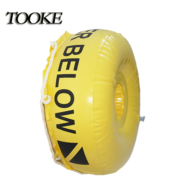 PVC Blowing Storage Float Yellow Signal Warning Marker Buoy SMB Free Scuba Diving Underwater Inflatable Round Buoy