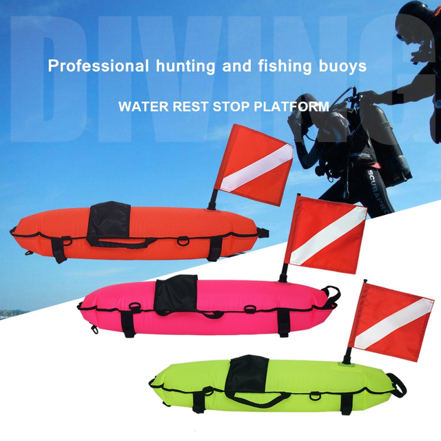 Inflatable Scuba Diving Spearfishing Signal Float Buoy + Dive Flag Banner Swimming Diving Snorkeling Accessories