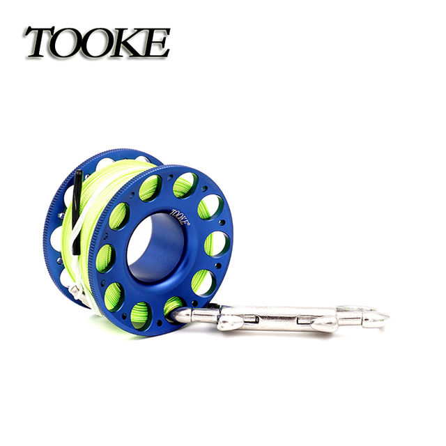 Safety Underwater 15 M Dive Gear Equipment Part Metal Product Aluminum Alloy Scuba Diving Reel Finger Spool