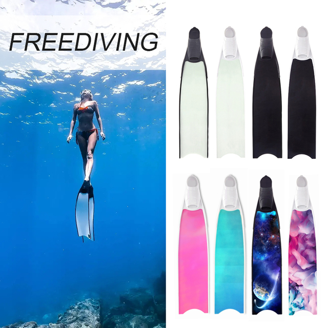 Custom Personalized Pattern Transparent Glass Fiber Flipper Scuba Freediving Fins for Underwater Snorkeling Spearfishing