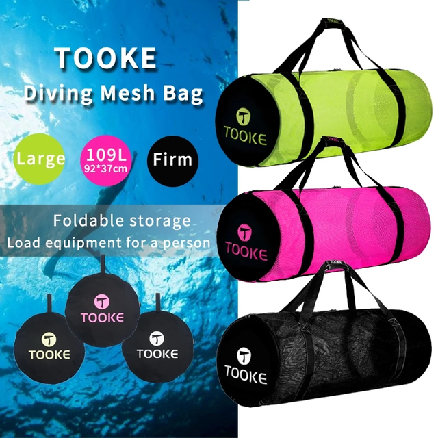 Heavy Duty Large Scuba Diving Mesh Gear Bag Equipment Carry Bag for Diving Mask Snorkel Fins Scuba Gear Pouch Case