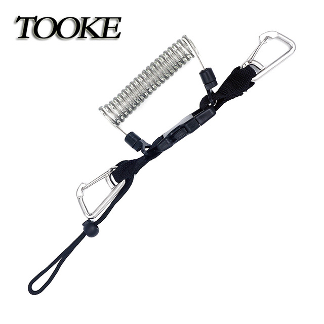 High Quality Double Buckles Scuba Diving Accessories Multi-purpose Wire Core Coil Lanyard for Diving