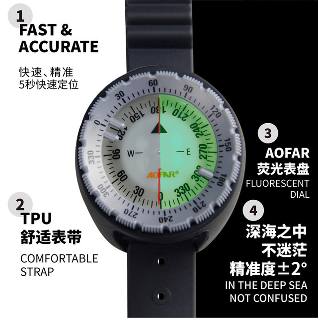 Diving Underwater Scuba North Mini Attachable Compass for Dive Sport Outdoor 